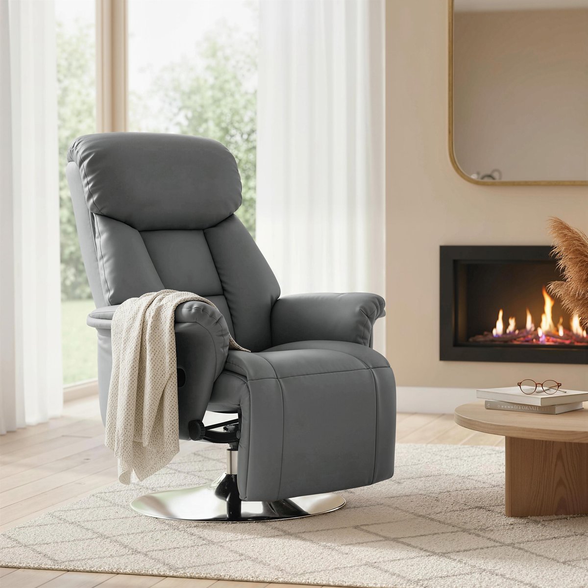 Fauteuil inclinable Polyuréthane Gris gris, HOMCOM