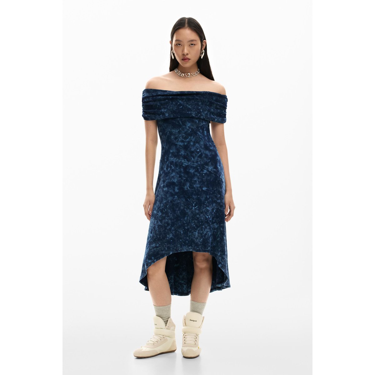 Robe tie-dye asymétrique bleu, DESIGUAL