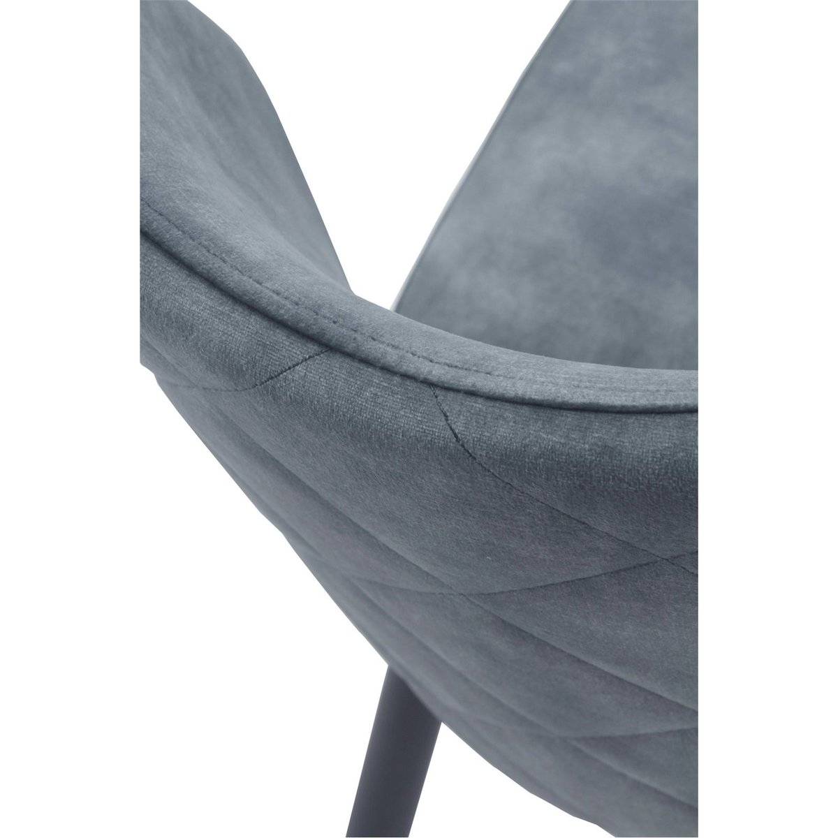 Chaise velours style moderne, Pieds métal bleu velours matelassé, RECOLLECTION