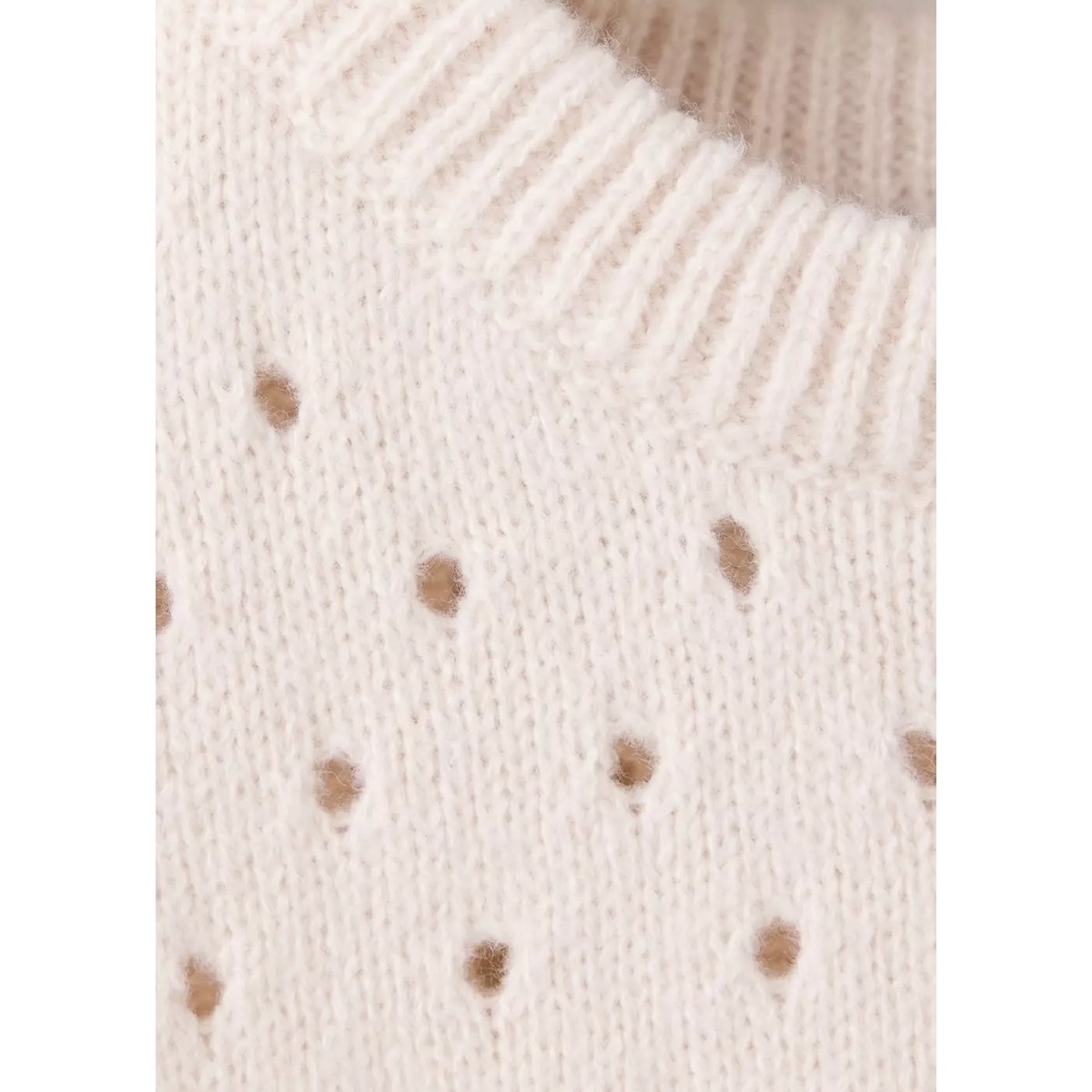 Gilet en maille ajourée avec nœuds ivoire, MANGO KIDS