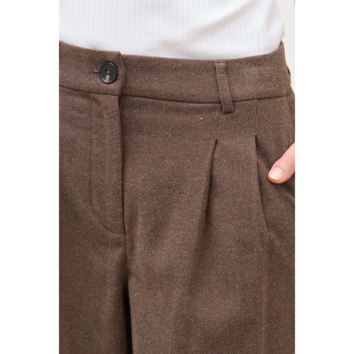 Pantalon large taille standard marron fonce, BONOBO