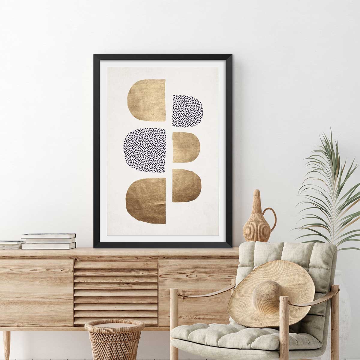 Affiche dessin ""Bauhaus Glitter"" affiche + cadre en bois - noir, HEXOA