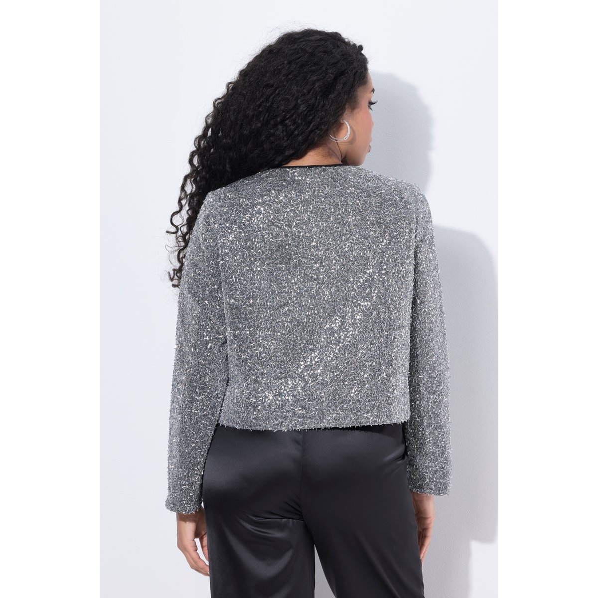 Veste en tissu bouclé pailleté argent, ULLA POPKEN