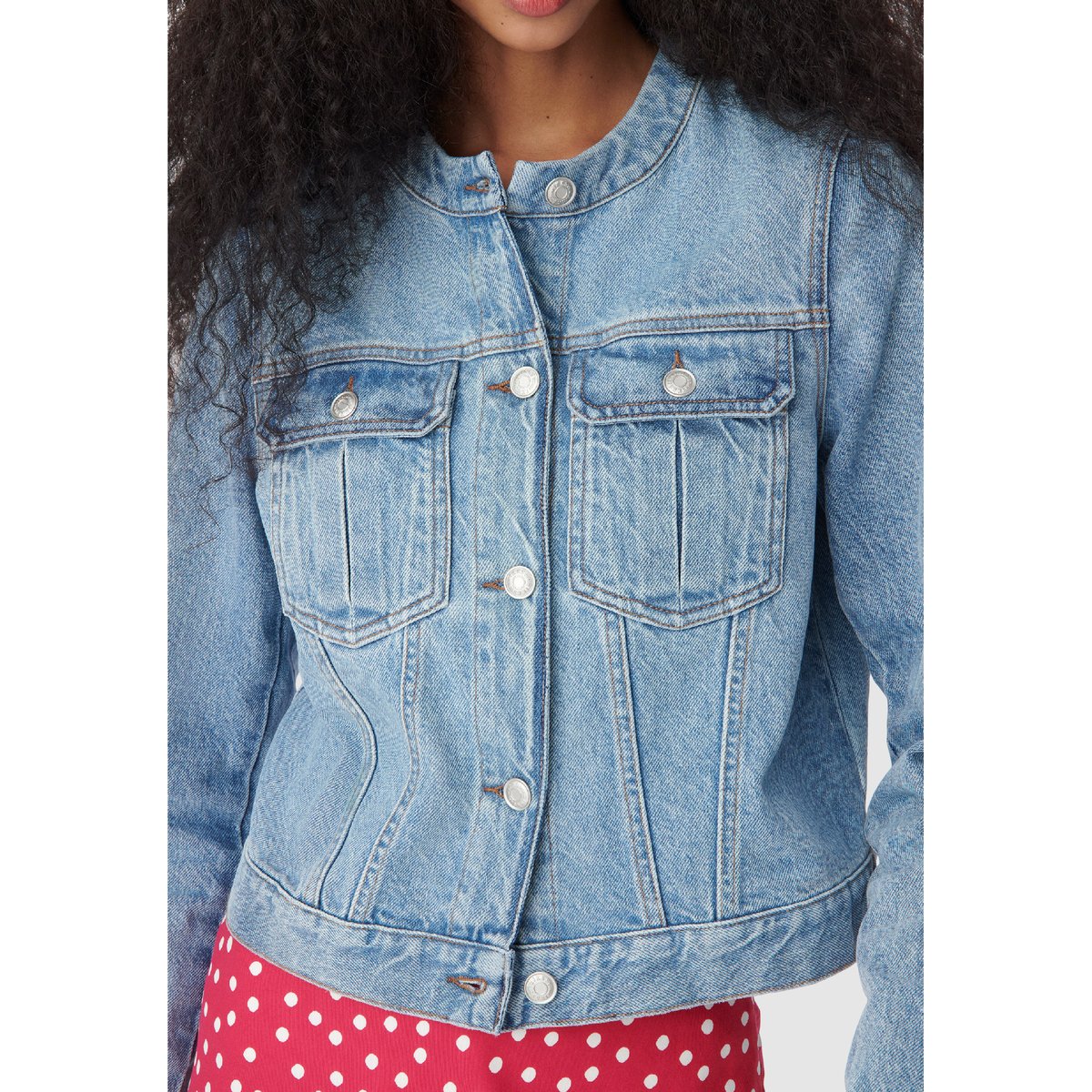 Veste en jean col rond bleu, IKKS