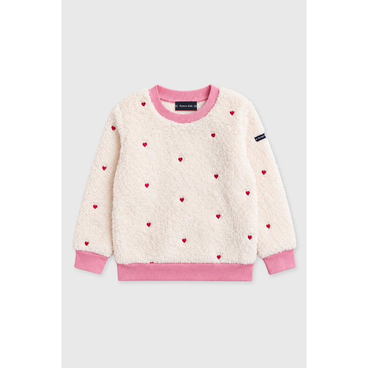 Pyjama rayé coeur Kids - coton nature/dusty pink, ARMOR-LUX