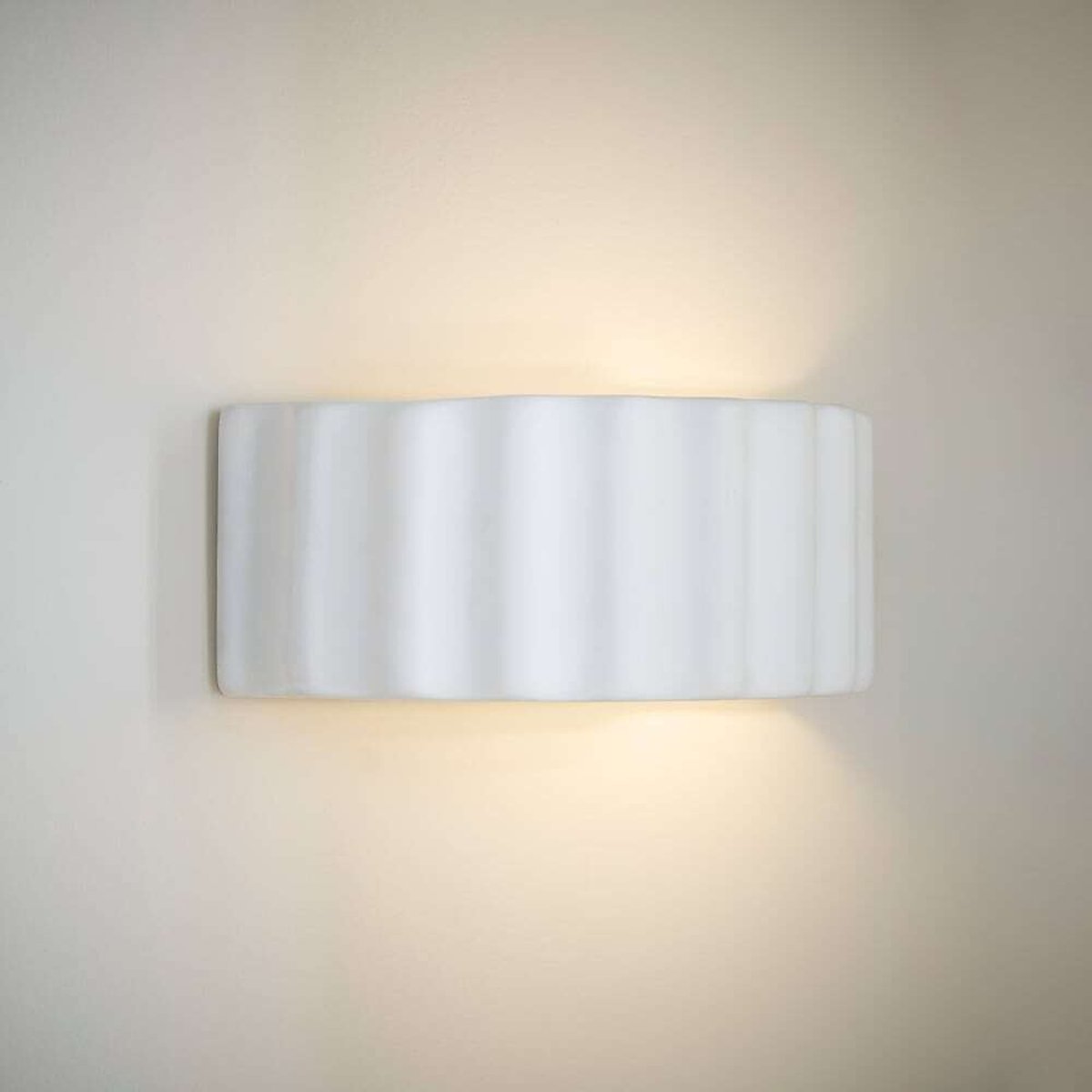 Paolo 'Paint Me' Stoneware Ribbed Flush Wall Light natural, SO'HOME