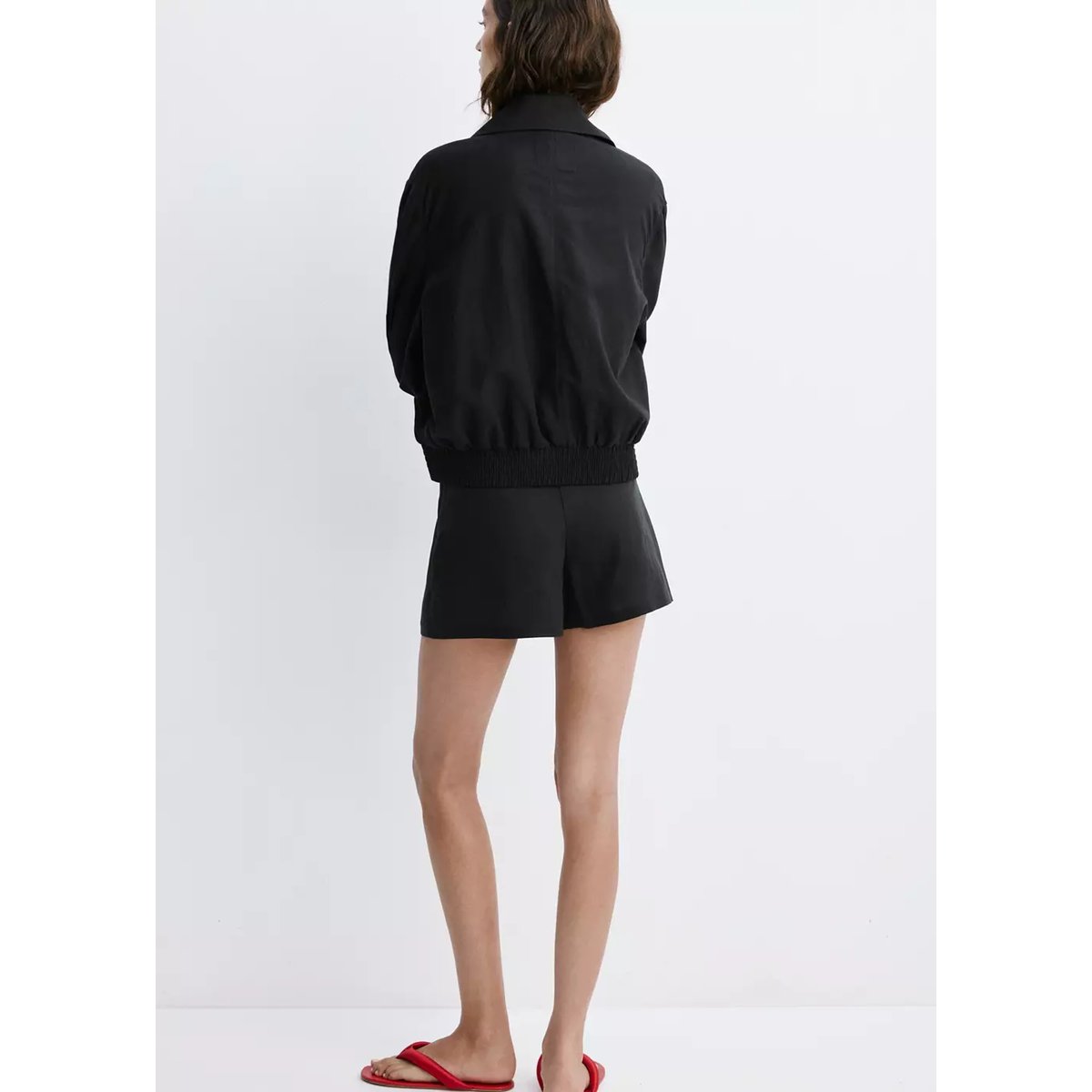 Veste bomber col cheminée noir, MANGO