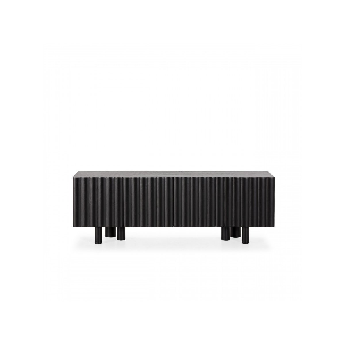 Meuble TV 160 cm bois massif, GABRIEL noir, BOBOCHIC