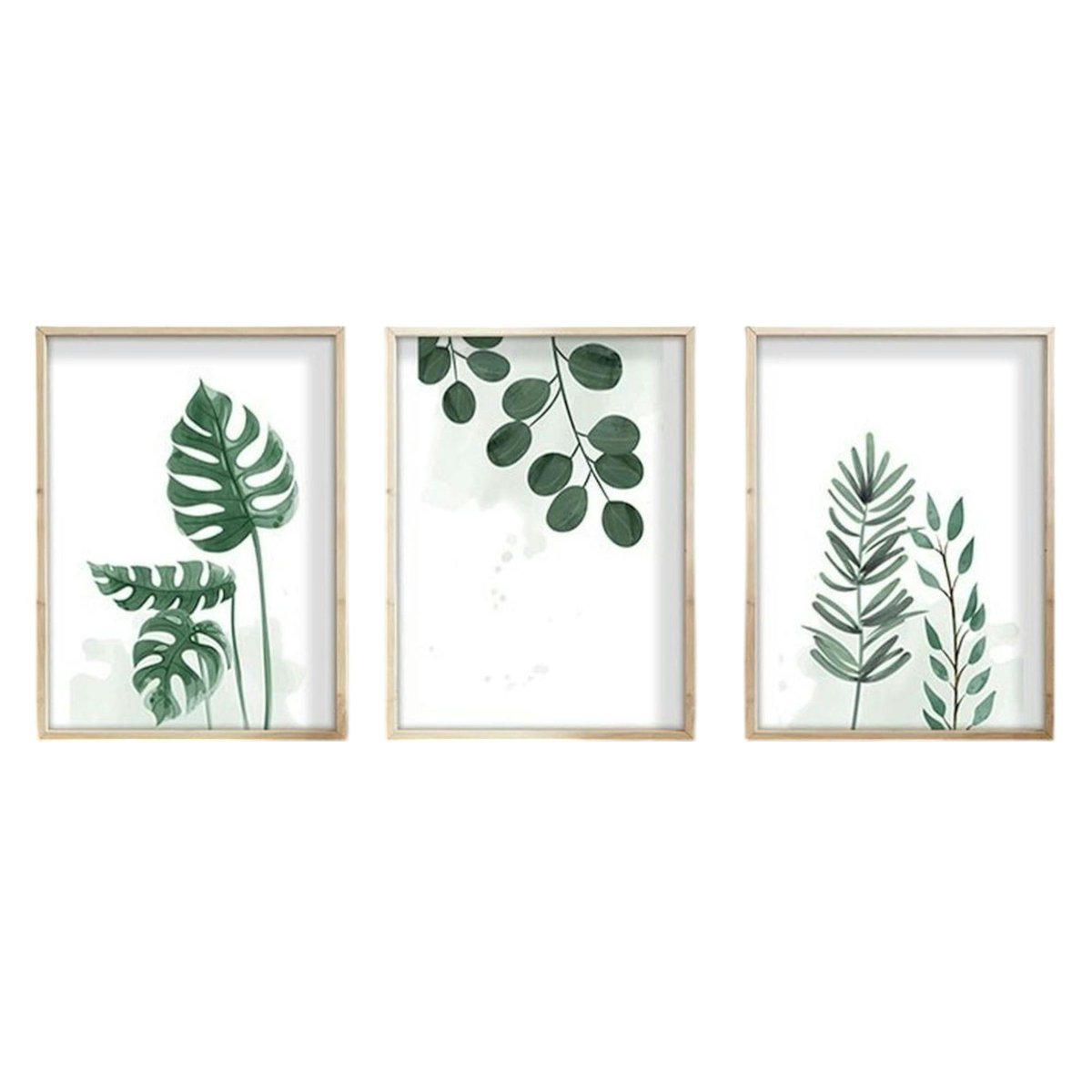 Tableau végétal minimaliste – détail feuillage ( lot de 3) vert, PIER IMPORT