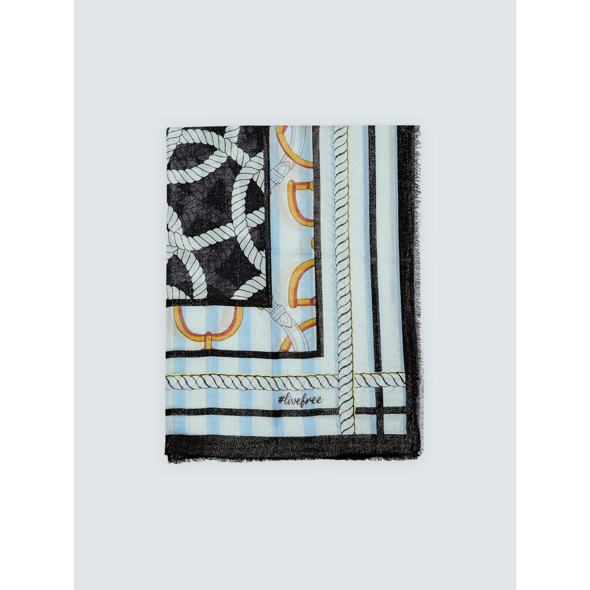 Imprimé all over et hashtag #livefree light - blue, FIORELLA RUBINO