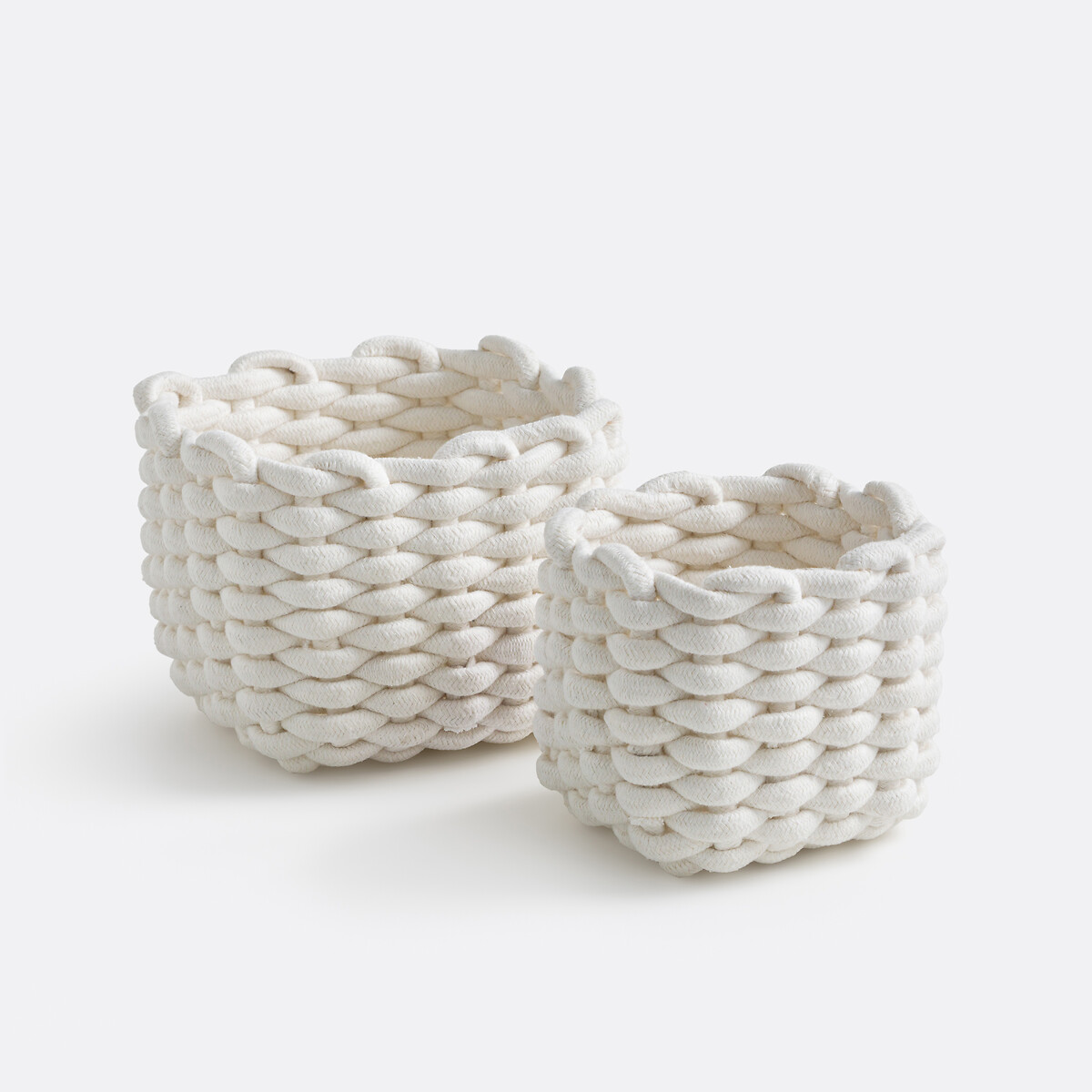 Lot de 2 paniers grosses mailles tressées, ESIAK blanc écru, LA REDOUTE INTERIEURS