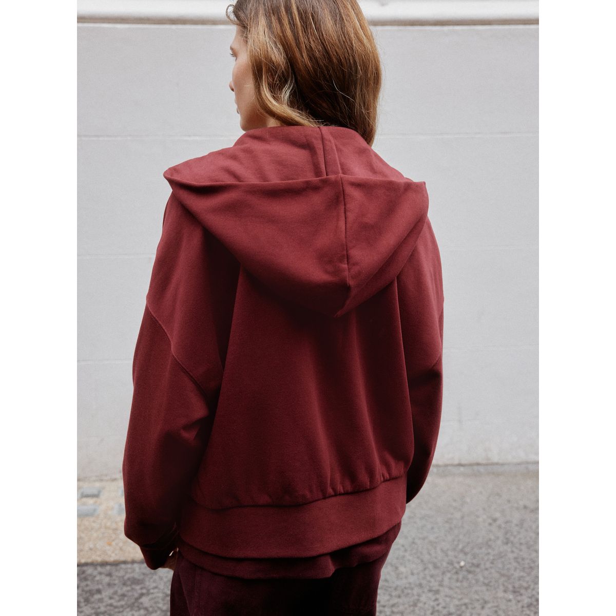 Sweat à capuche zippé rouge bordeaux, NEXT