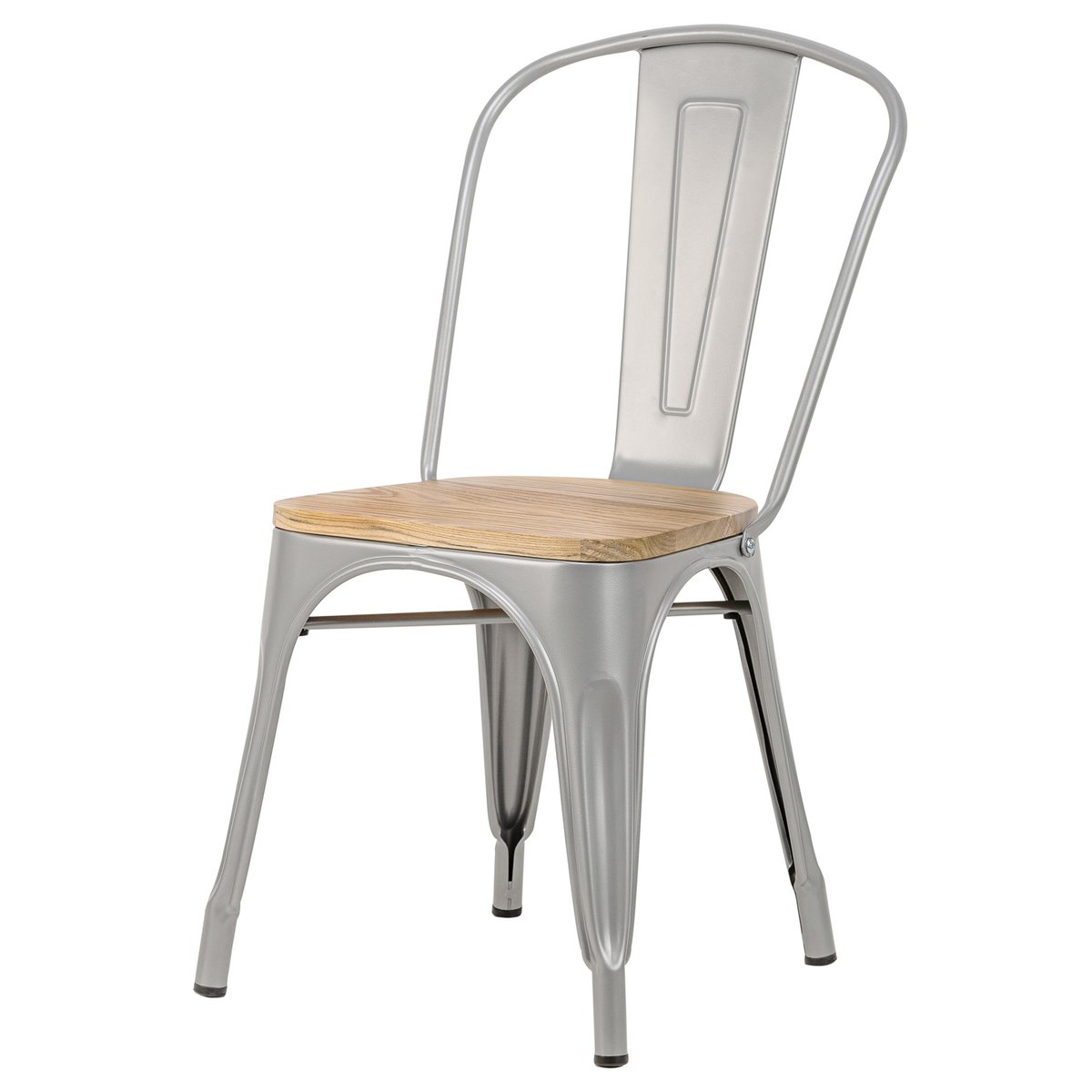 Lot de 4 chaises en métal et bois, NASH gris metallique, NORDLYS