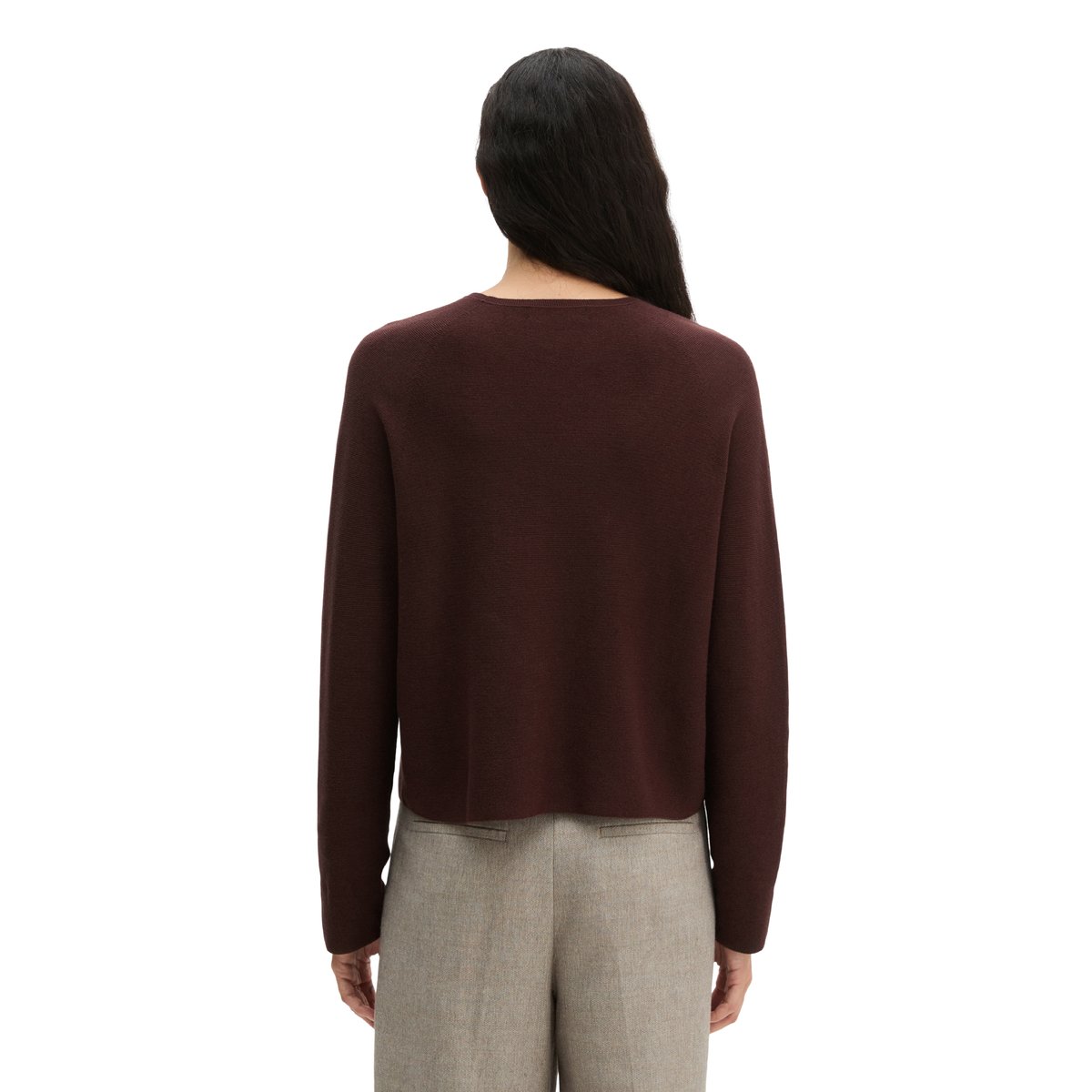 Pull-over seamless relaxed en pur coton bio rouge, MARC O'POLO