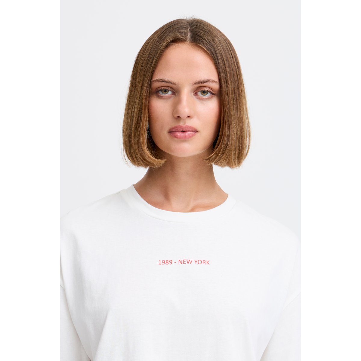 T-Shirt blanc cloud dancer w/racing red, ICHI