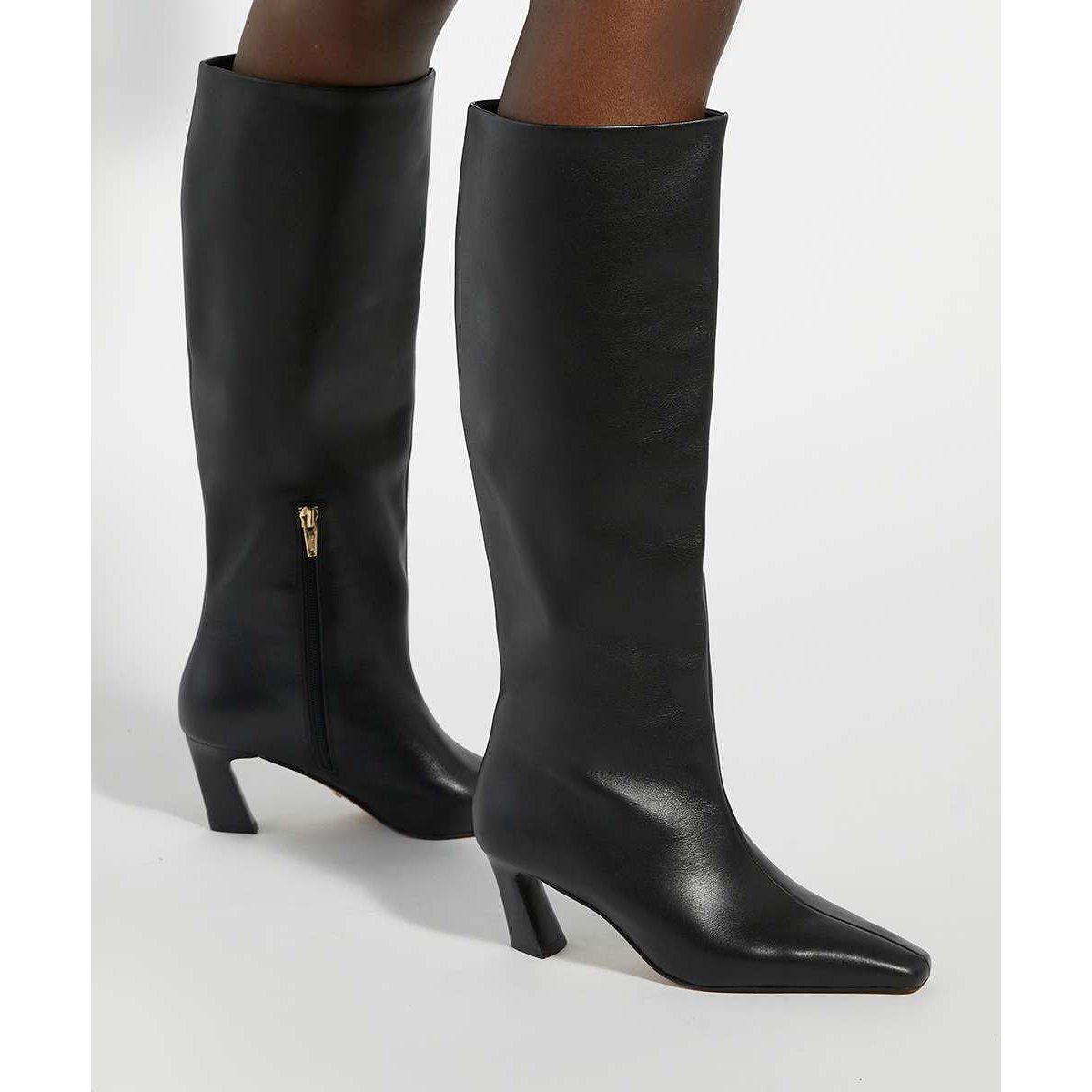 Bottes hauteur genou en cuir - SELINNI black-leather, DUNE LONDON