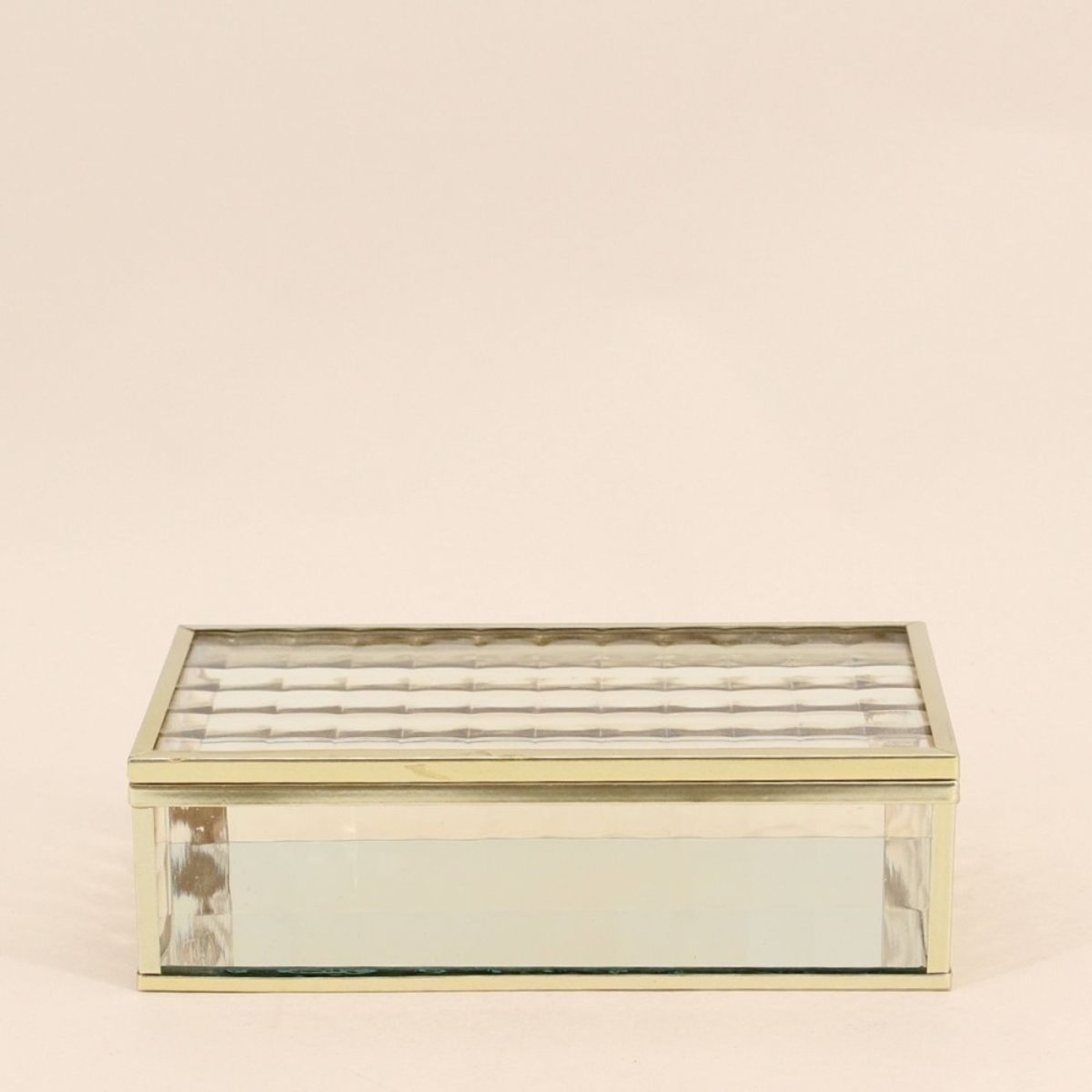 Boite en verre et métal 18x10cm doré, ORNAMI