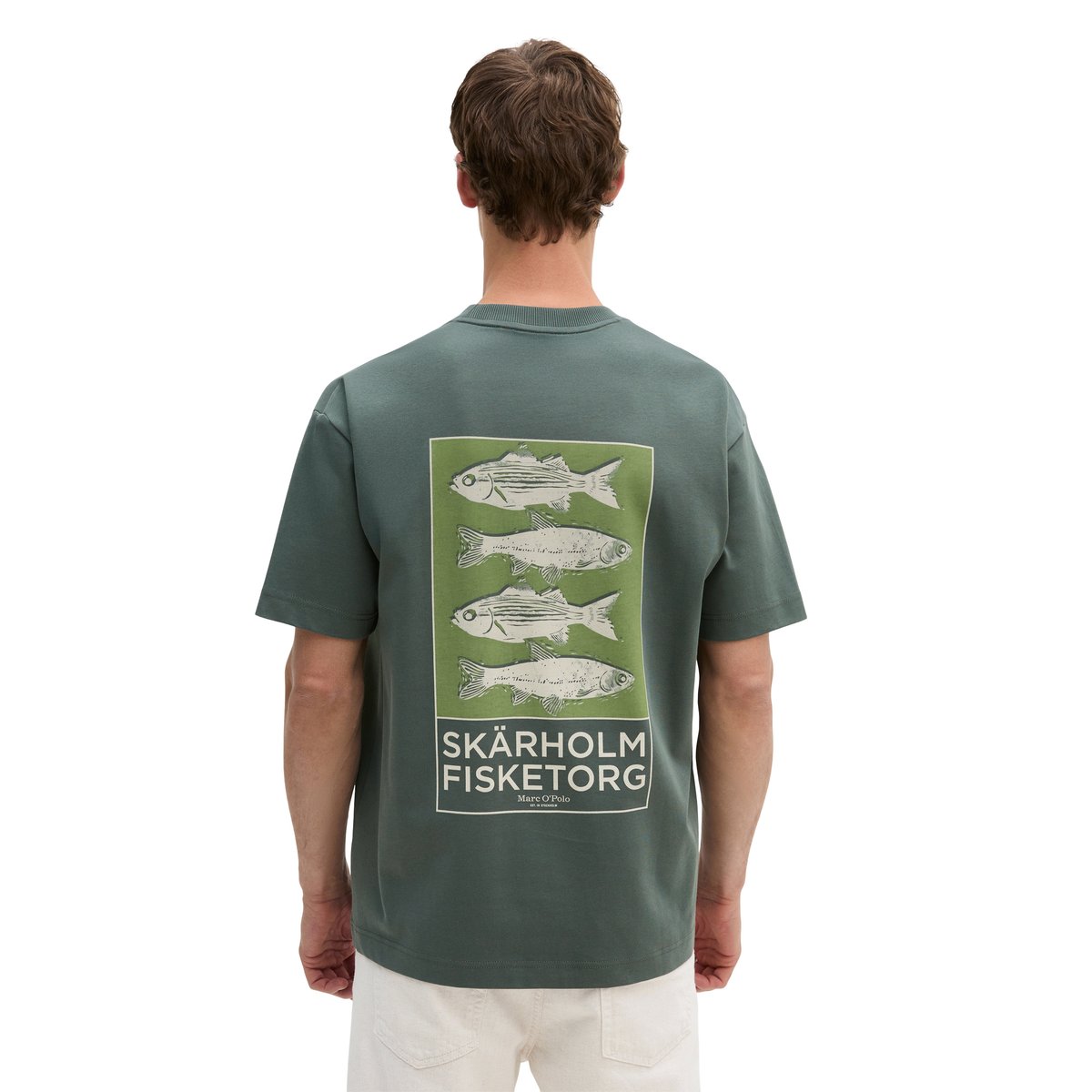 T-shirt loose avec un imprimé marin dans le dos gris foncé, MARC O'POLO