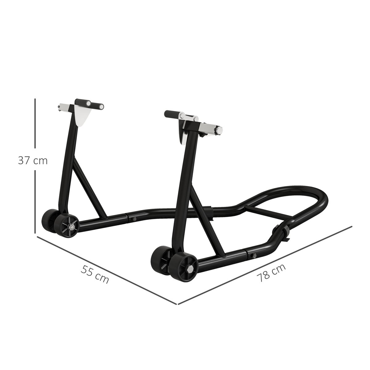 Béquille arrière de moto Acier Noir noir, HOMCOM