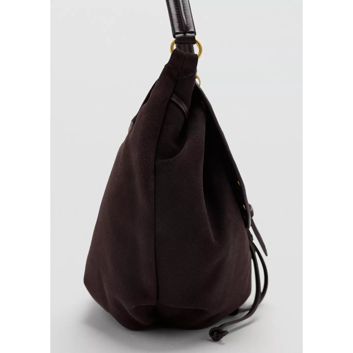 Sac clouté cuir chocolat, MANGO