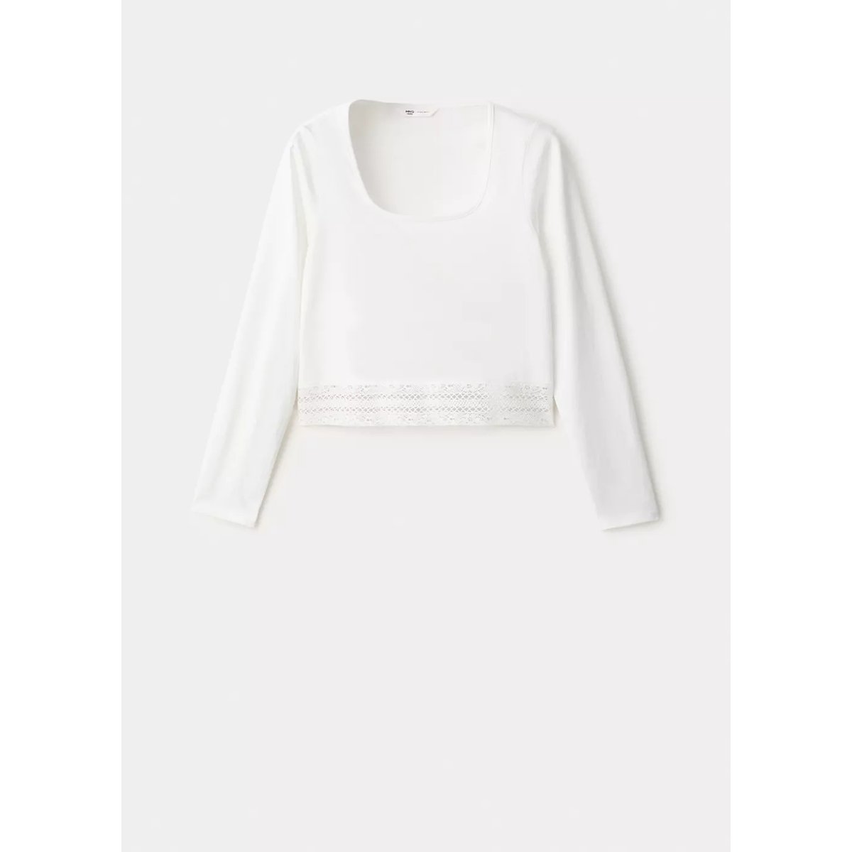 T-shirt avec bas en dentelle blanc cassé, MANGO TEEN