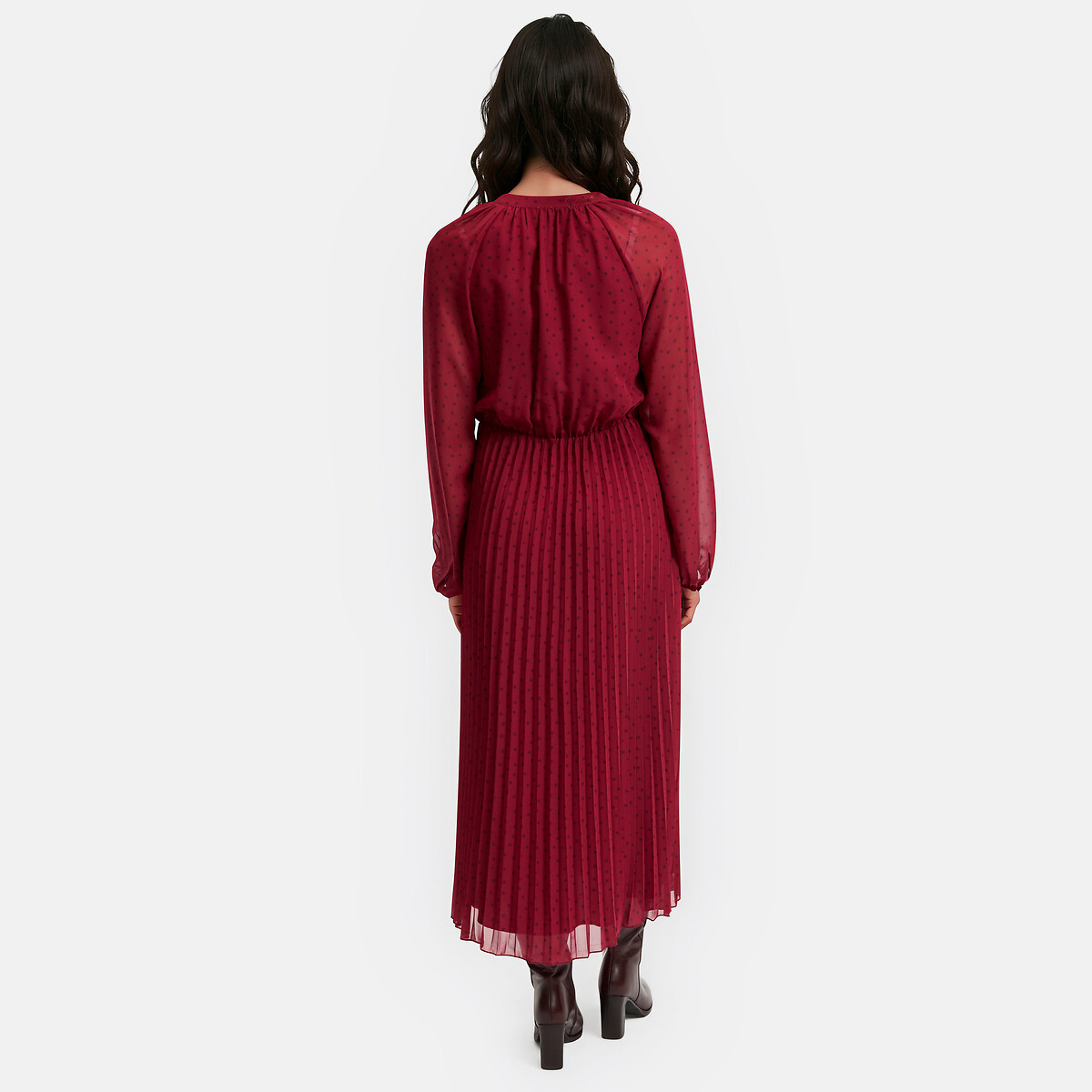 Gepunktetes, langes Kleid mit langen Ärmeln getupft, LA REDOUTE COLLECTIONS
