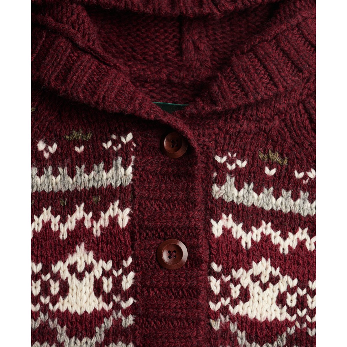 Sweat à capuche Fairisle ½ Bouton Coupe Décontractée rouge multi, SUPERDRY