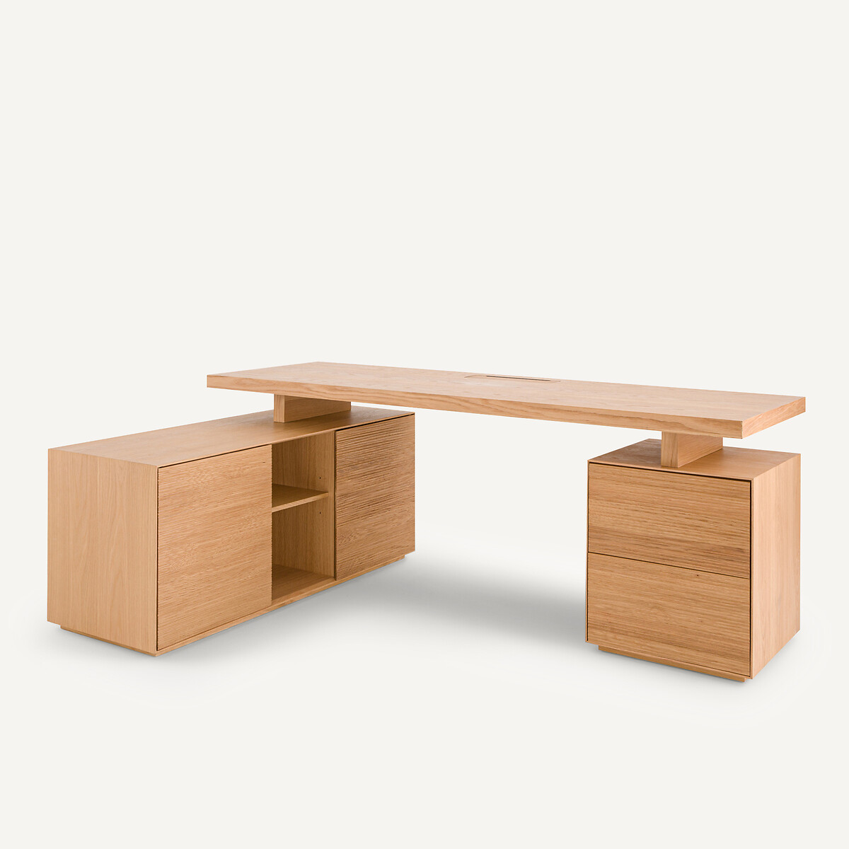 Contenitore per scrivania a 2 cassetti, impiallacciato rovere e Mikube quercia naturale, AM.PM