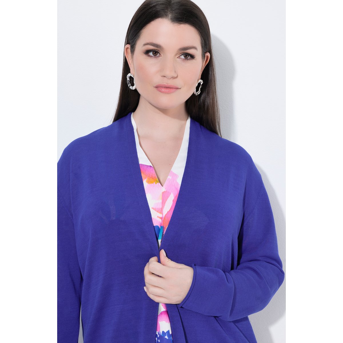 Cardigan, bords roulés, coupe en A bleu violet, ULLA POPKEN