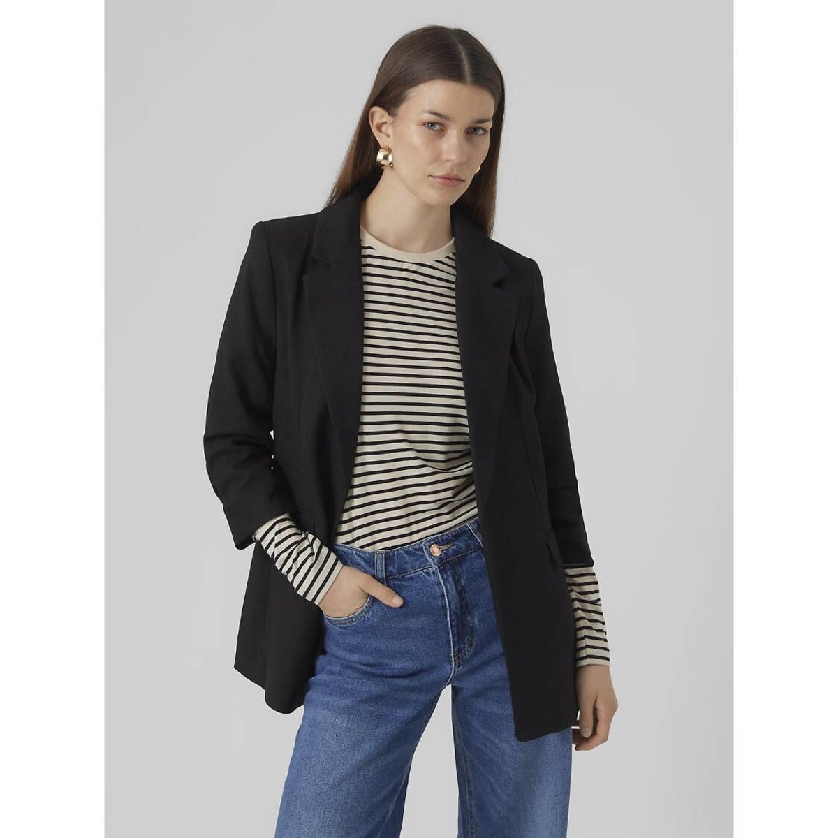 Blazer droit noir, VERO MODA
