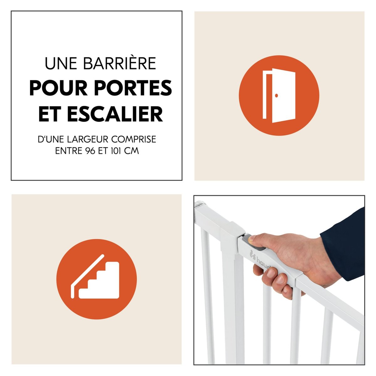Barrière d'escalier +extension blanc, HAUCK