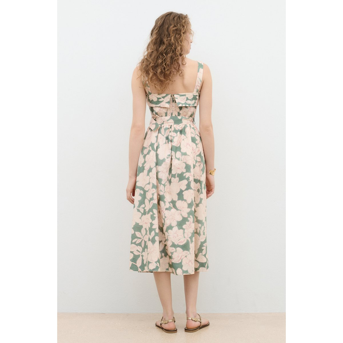 Robe fluide col carré ROBE RLYDIA vert, CAROLL