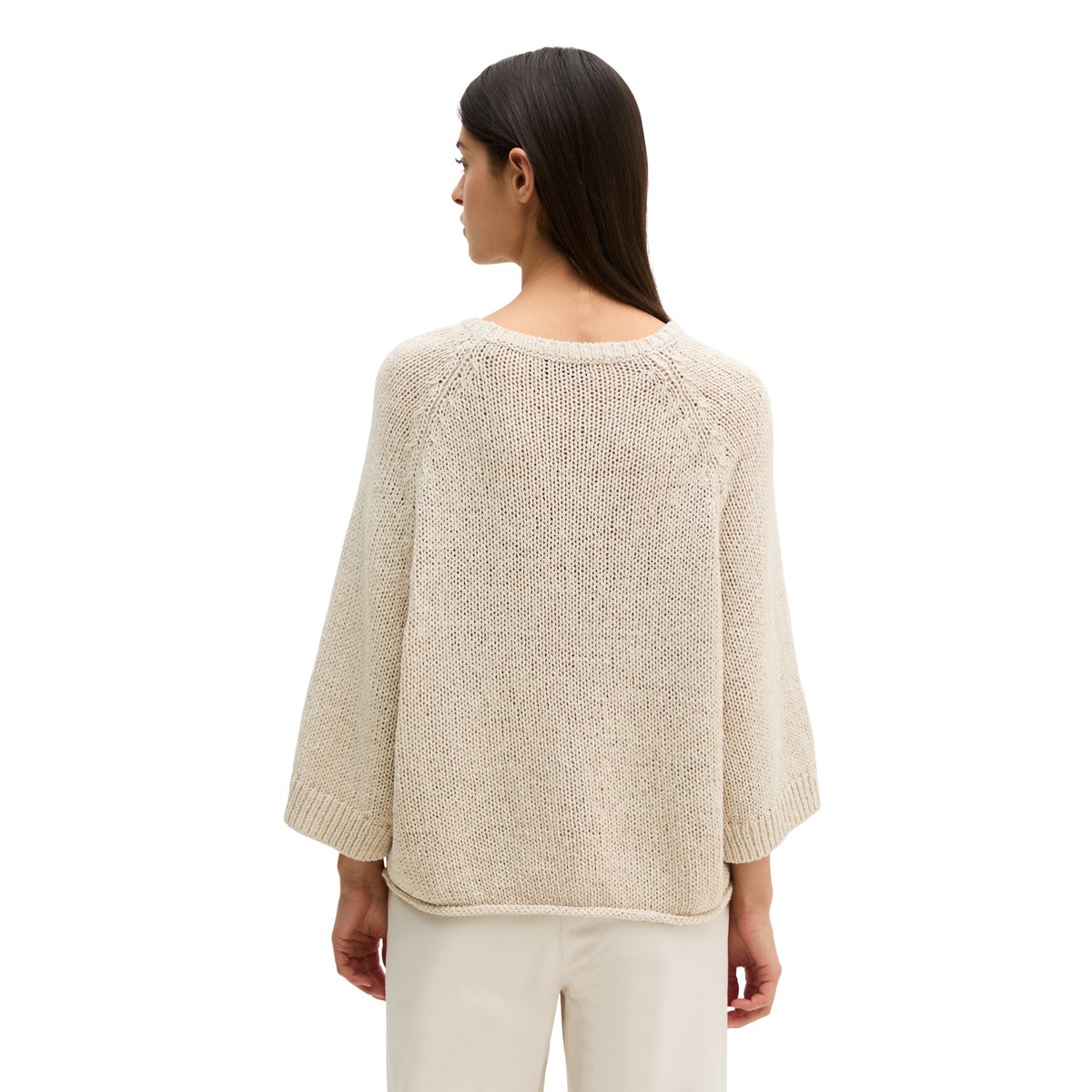 Pull en vrac en fil à bandelettes gris clair, MARC O'POLO