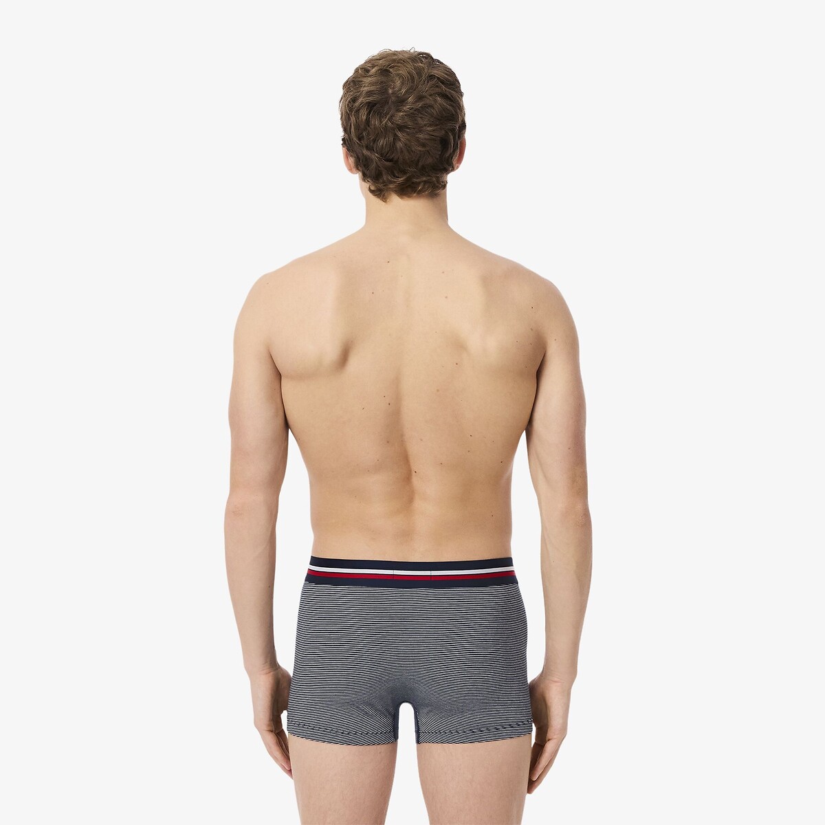 Confezione da 3 boxer, cotone stretch marine + bleu + blanc, LACOSTE