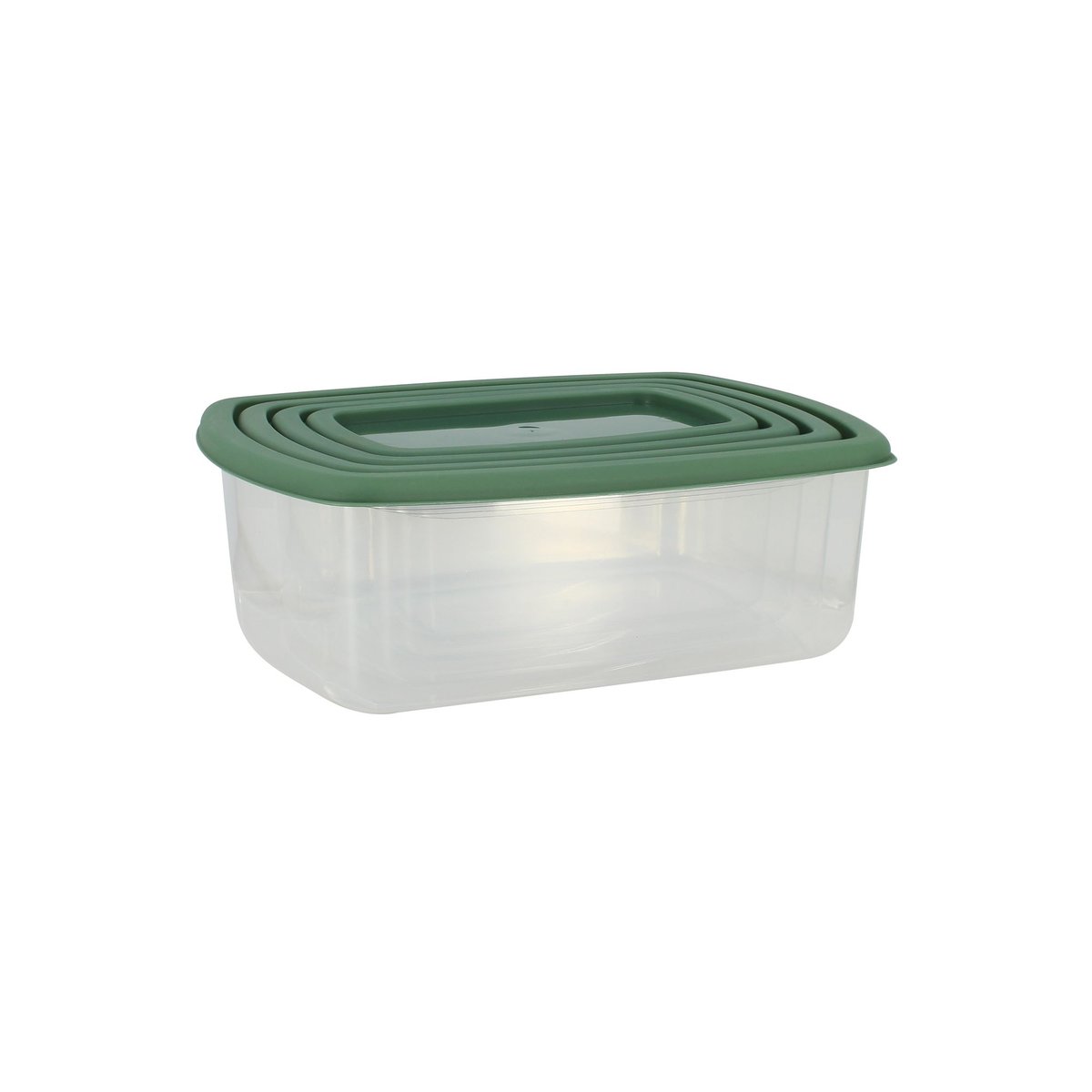 Set de 4 boites de conservation rectangulaire avec couvercle transparent-vert, MENASTYL