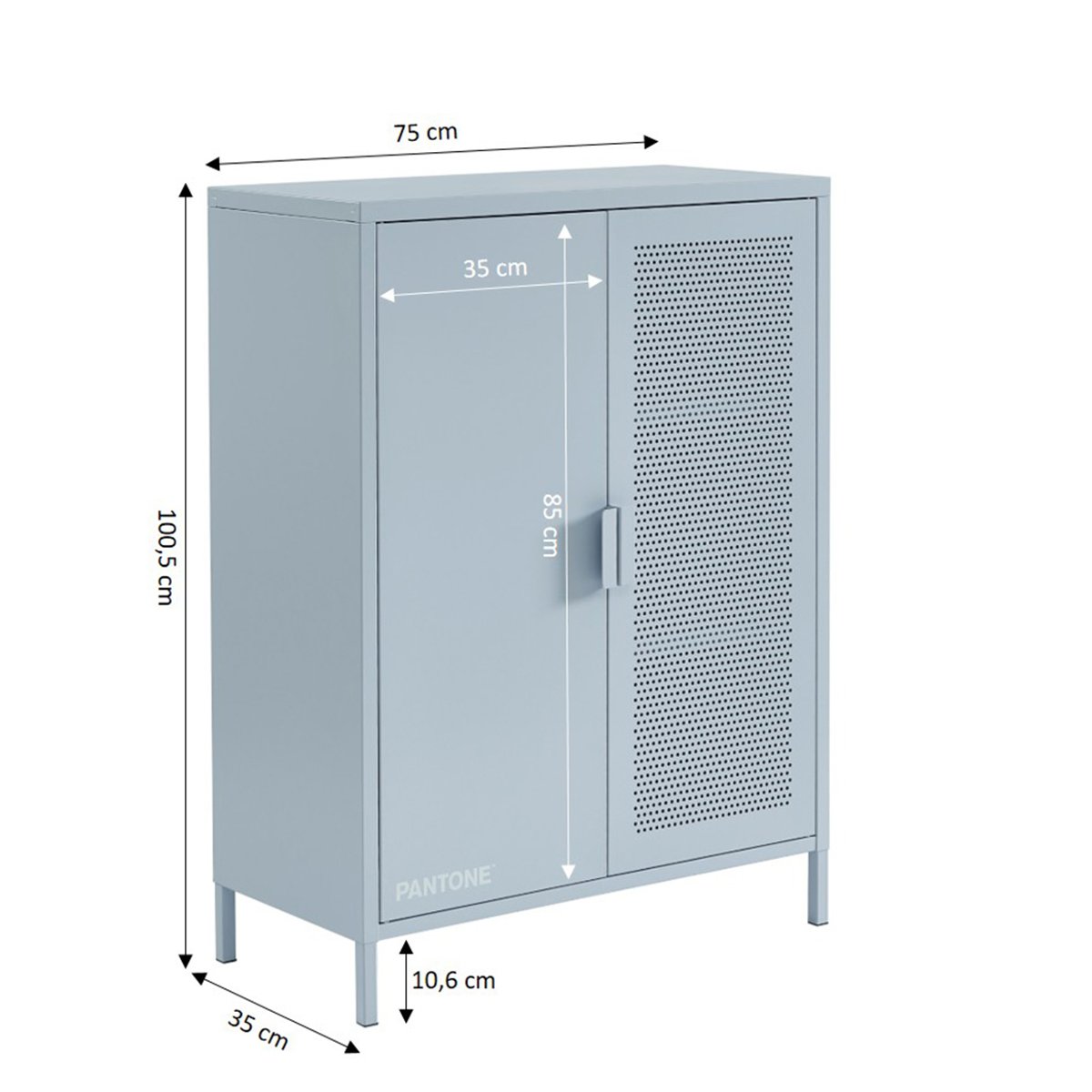 Buffet en acier 2 portes gris bleu, PANTONE