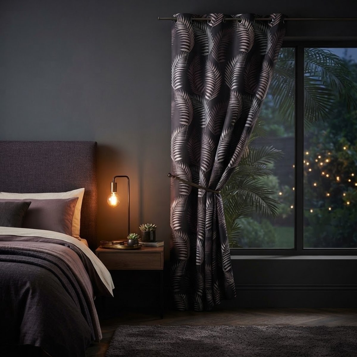 Rideau a oeillets en polyester Goyave marron, EDEN