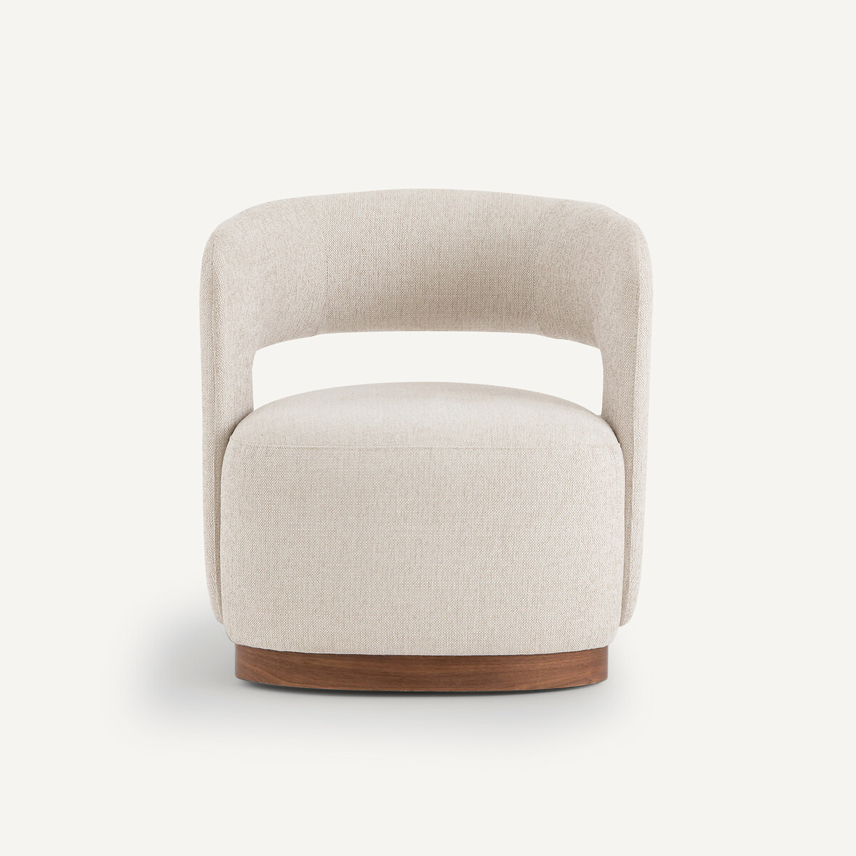 Fauteuil texturé pivotant base plaqué noyer Jesper ficelle, AM.PM