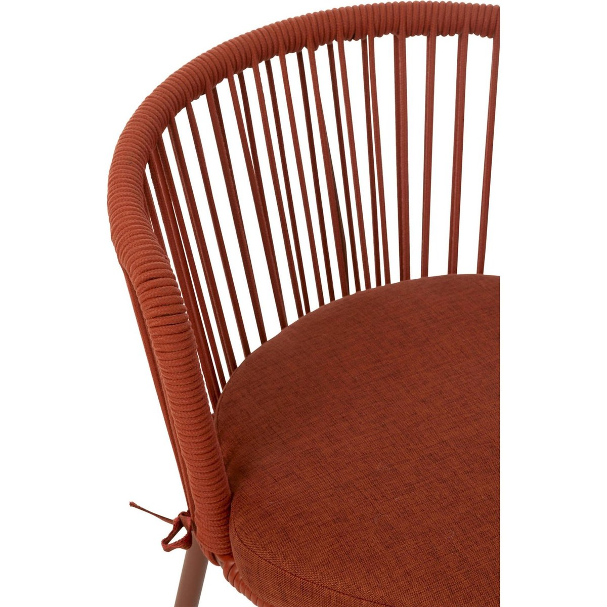 Chaise dossier enveloppant en corde et acier rouge, RECOLLECTION