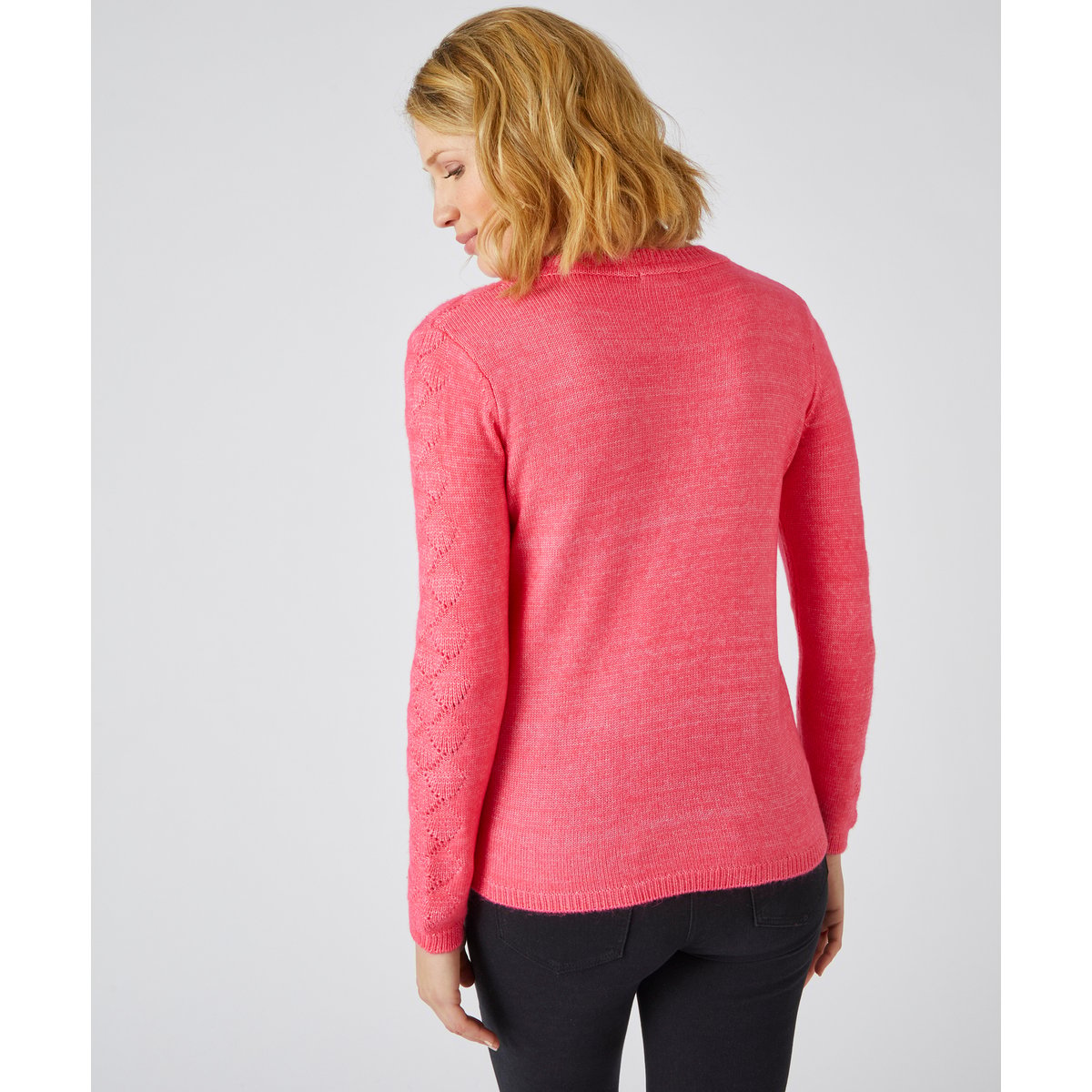 Pull ajouré rouge chiné, DAMART
