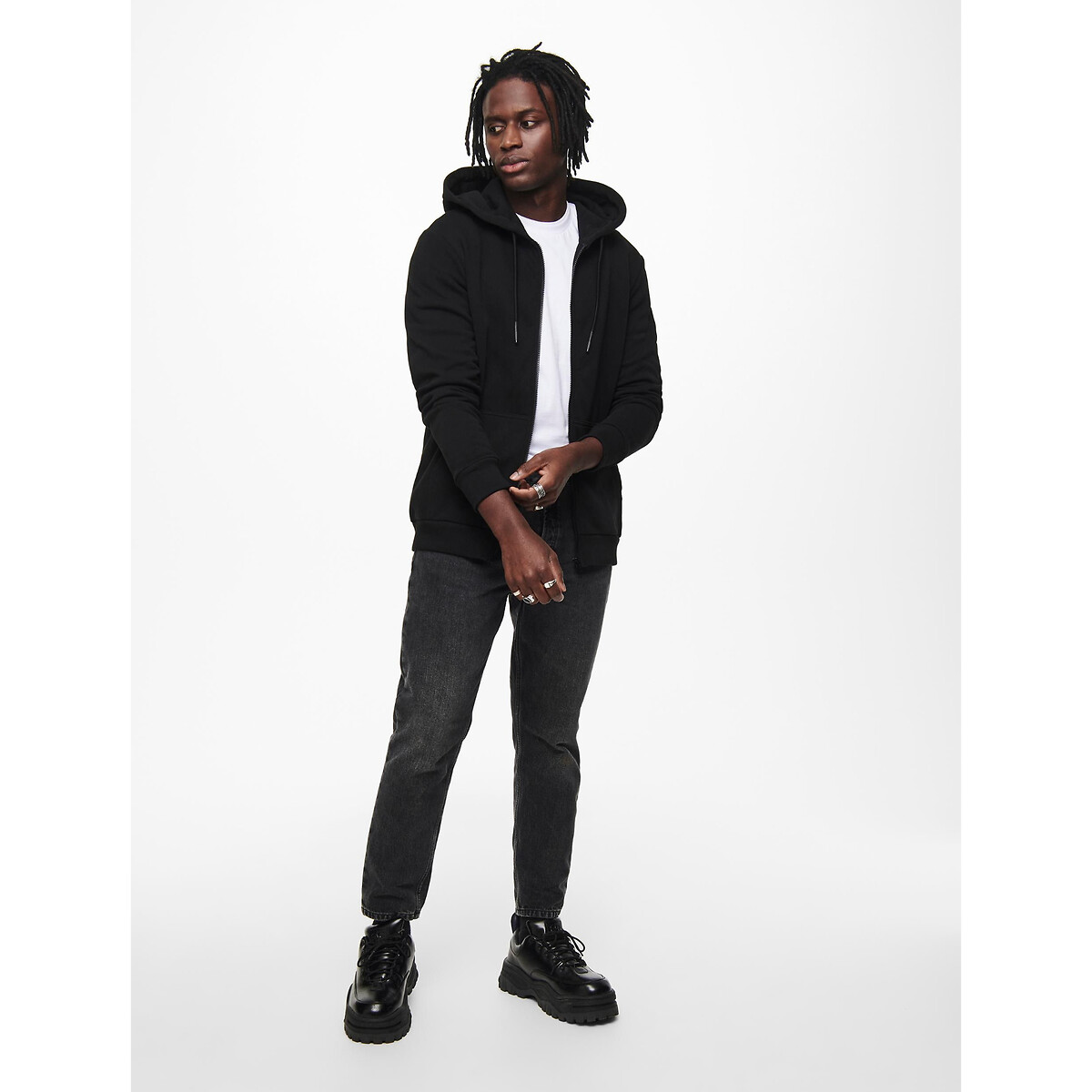 Ceres Zip-Up Hoodie in Regular Fit black, ONLY & SONS