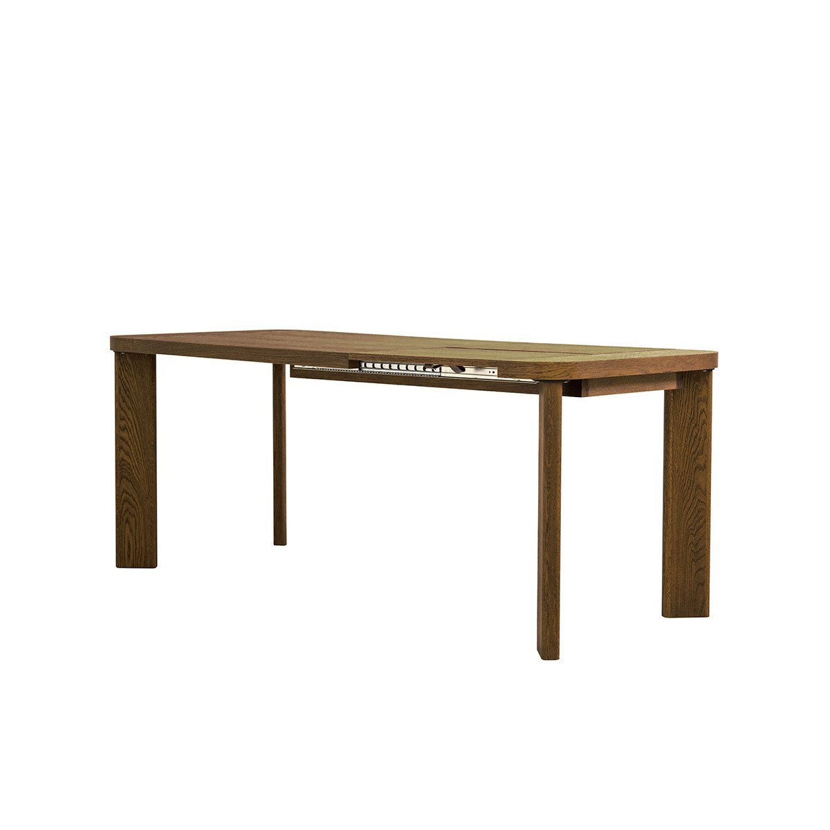 Table à manger extensible 150 à 210 cm LUMINY placage chêne massif marron foncé, BOBOCHIC