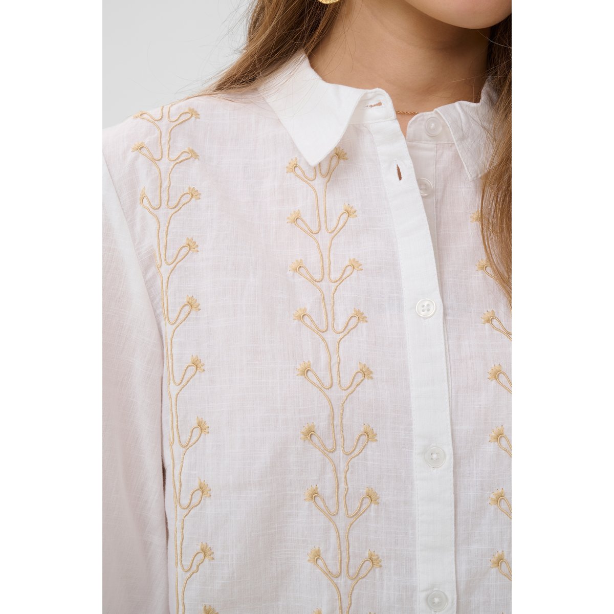 Chemise à manches longues blanc snow white, CREAM