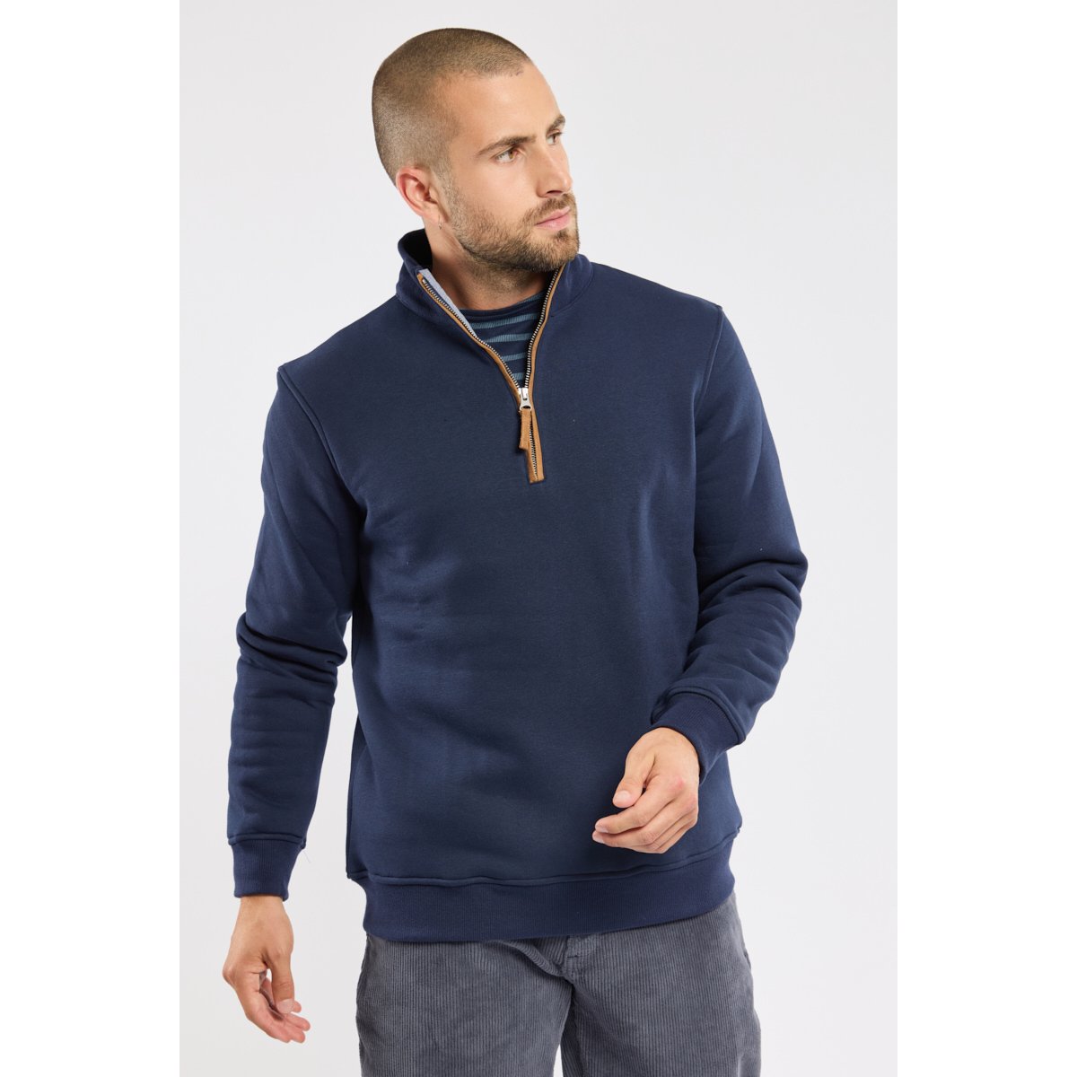 Sweat camionneur molleton en coton amiral, GUY DE BERAC