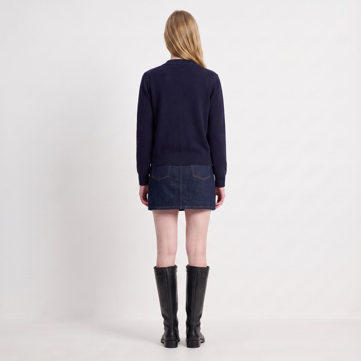 Cardigan à effet losange en laine pour femme ANARIA navy, ARTLOVE