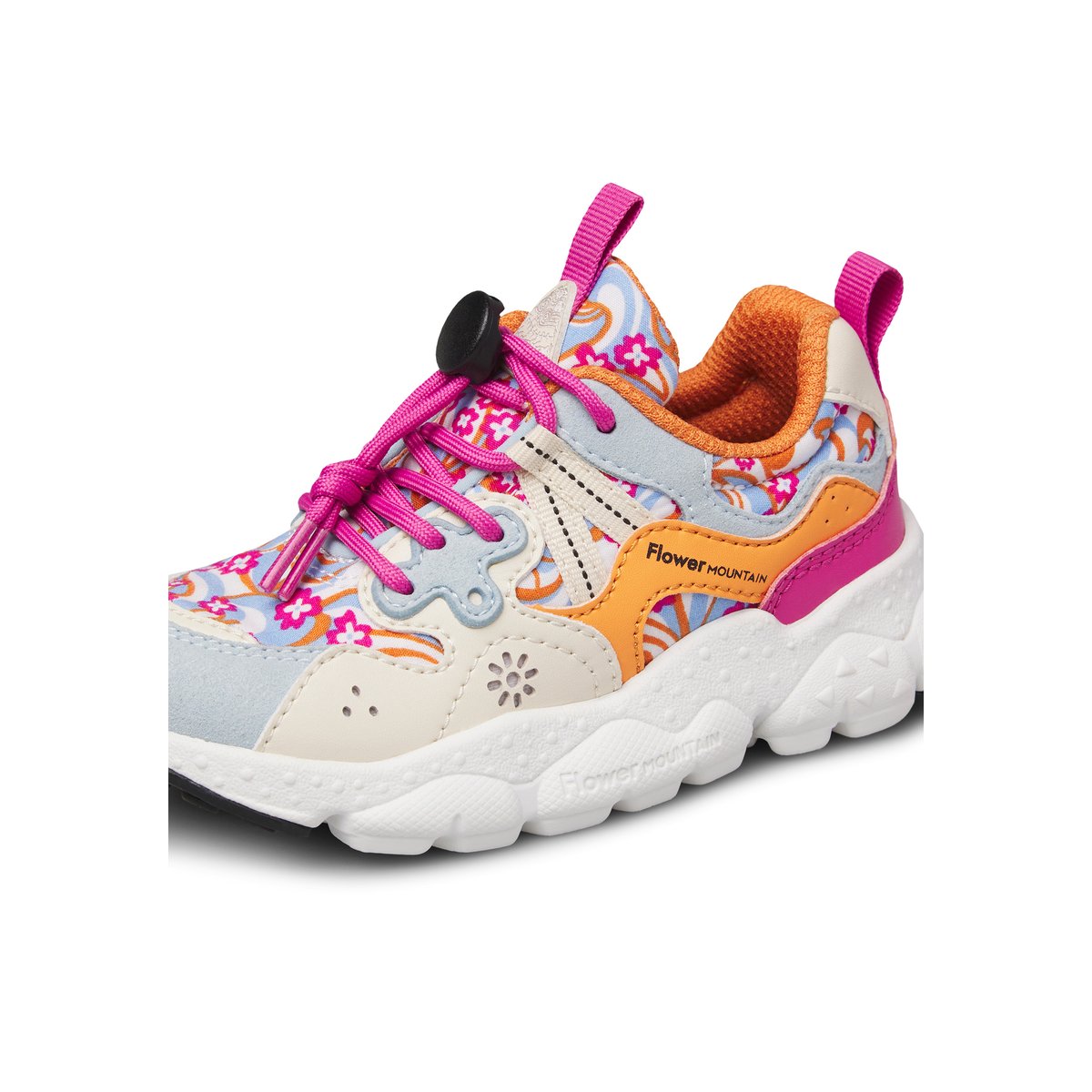Sneakers en simili cuir et tissu technique YAMANO 3 JUNIOR. céleste-fuchsia, NATURINO