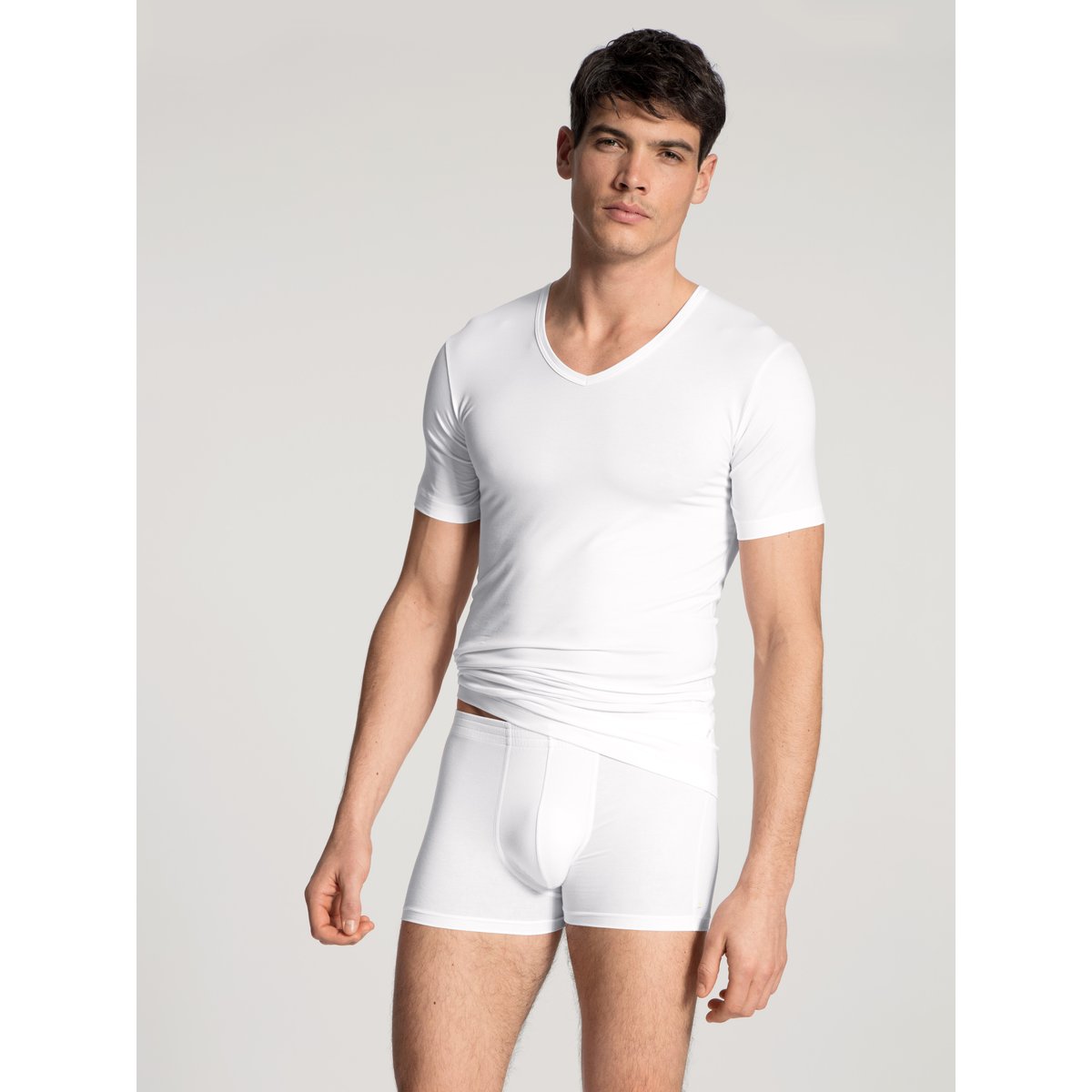 V-shirt manches courtes Coton FOCUS blanc, CALIDA