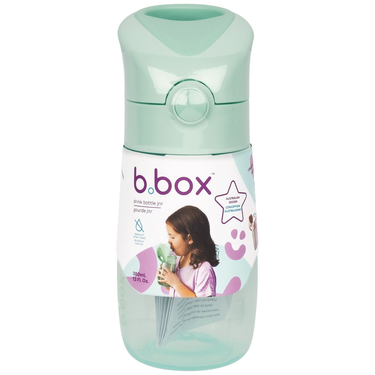 Gourde en tritan avec paille vert d'eau, B.BOX