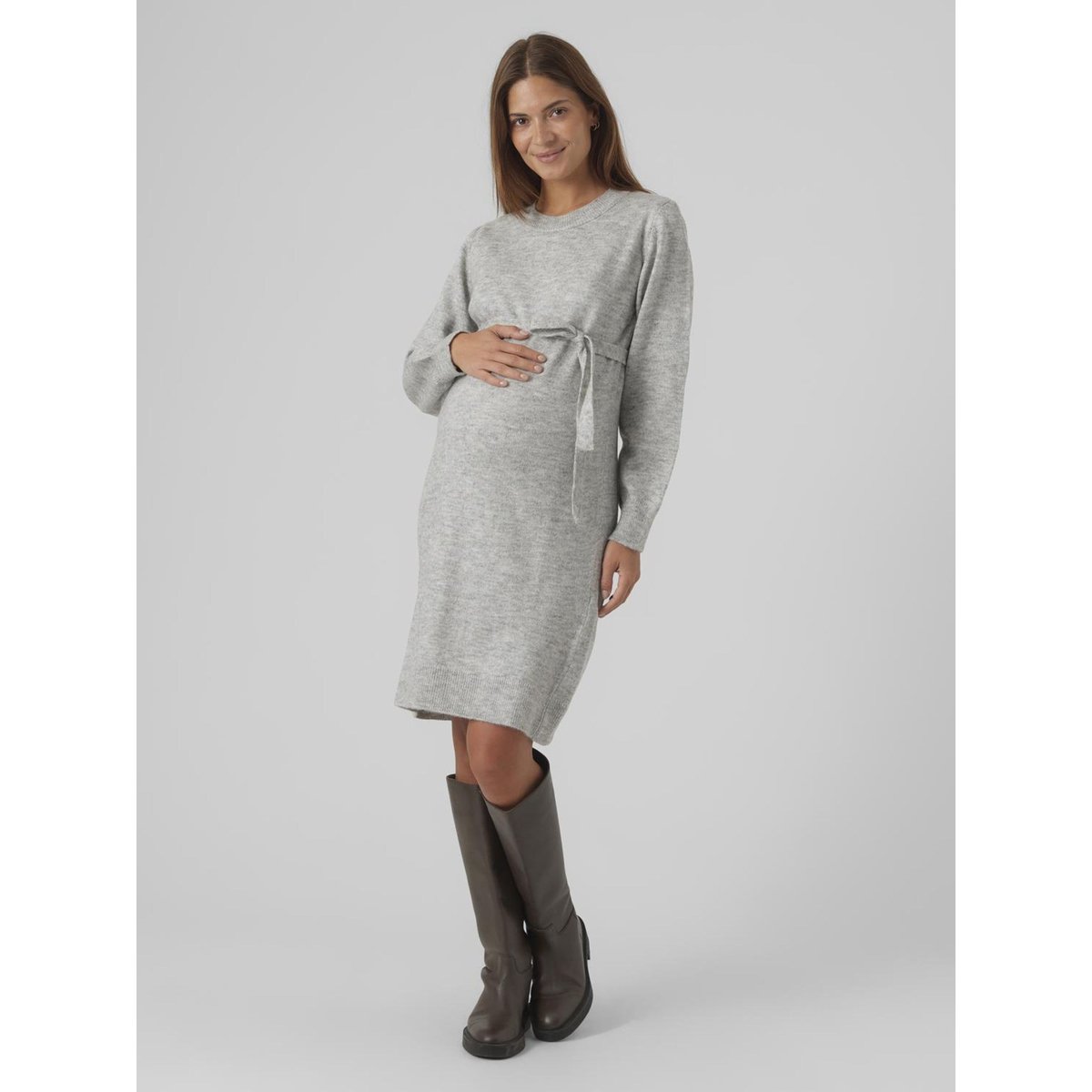 Robe En Maille grise - light grey melange, MAMA LICIOUS