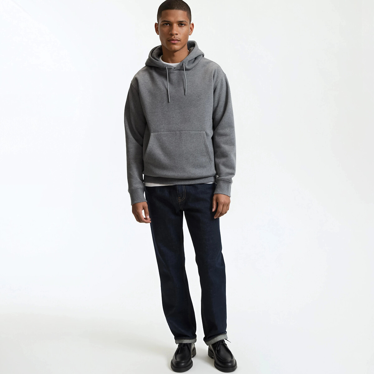 Sweat à capuche Fit boxy gris chiné, LA REDOUTE COLLECTIONS